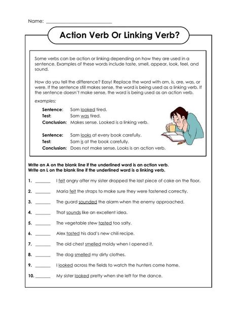 Action and Linking Verbs exercise | Live Worksheets - Worksheets Library