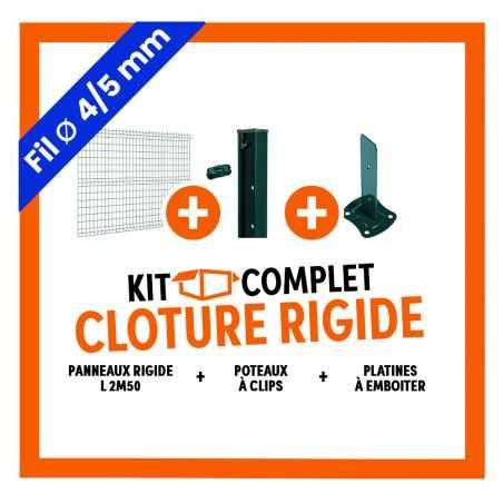 Kit clôture rigide Ø4 5mm poteaux à clips sur platine