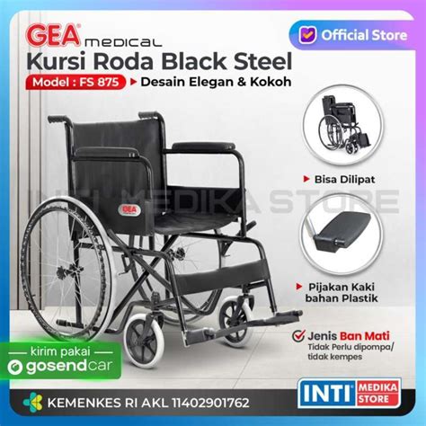 Jual Gea Kursi Roda Standar Rumah Sakit Black Steel Fs Di Seller