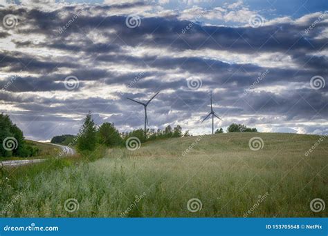 Road And Wind Turbines For Electric Generation Stock Photo Image Of