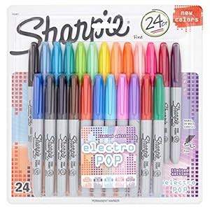 Sharpie Electro Pop Limited Edition Permanent Ink Markers Pack Of 24