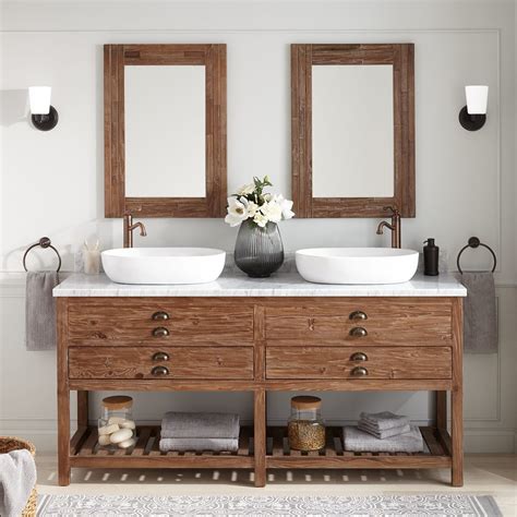 72 Benoist Reclaimed Wood Console Double Vessel Sink Vanity Pine Bathroom Diy Bathroom