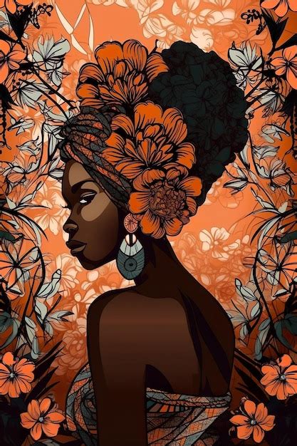 Ilustraci N Tribal Hermosa Mujer Afroamericana Combinada Con Flores