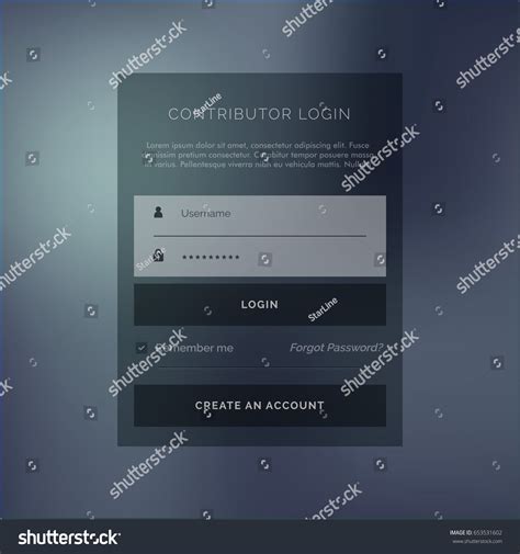 Creative Login Form Ui Template Dark Stock Vector (Royalty Free ...