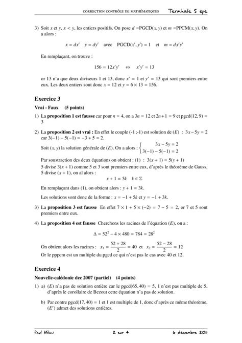 Pgcd Et Ppcm Th Or Me De B Zout Et Th Or Me De Gauss Maths Re S