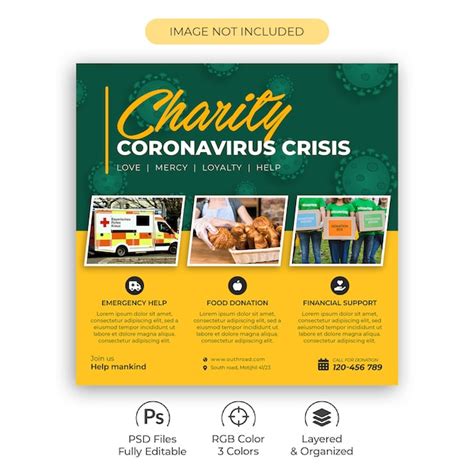 Premium Psd Charity Fund Collection Square Flyer Or Social Media Ad