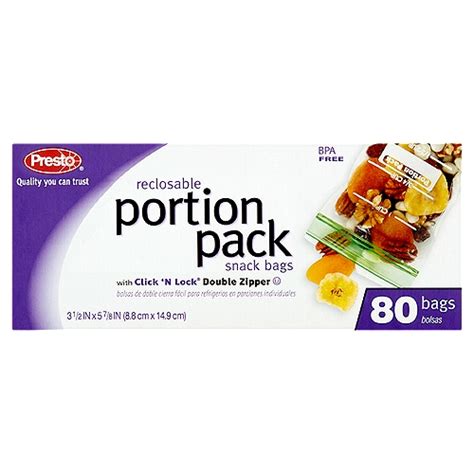 Presto Portion Pack Reclosable Snack Bags 80 Count