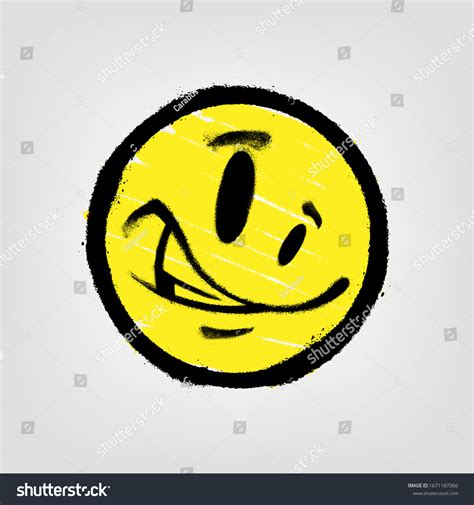 Graffiti Emoticon Smiling Face Painted Spray 库存矢量图免版税1671187066