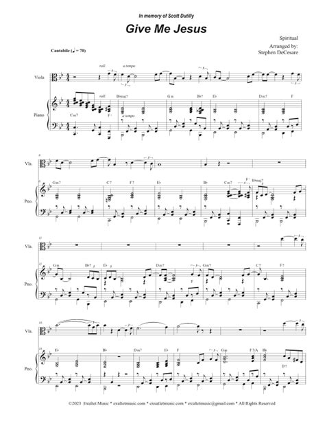 Give Me Jesus Viola Solo And Piano Arr Stephen Decesare Sheet