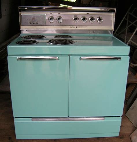 1950s Vintage Retro Aqua Turquoise Blue Frigidaire Range Stove Cooking