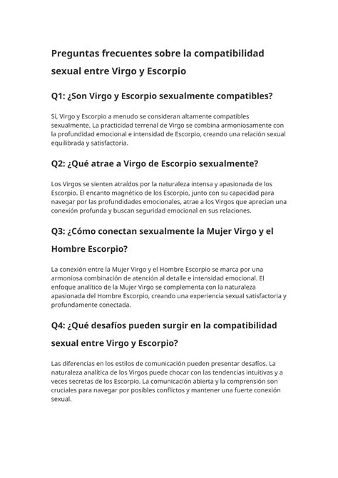 Compatibilidad Sexual Entre Virgo Y Escorpio Un An Lisis Profundo Docx