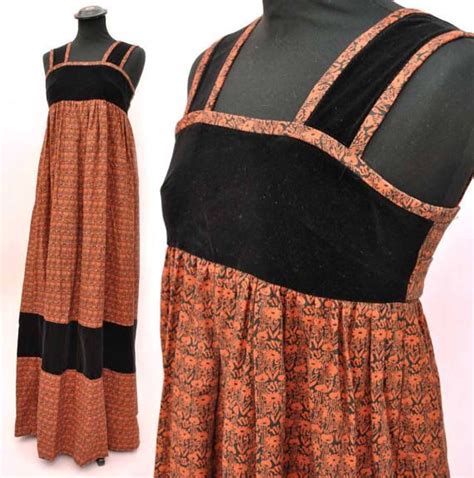 Vintage S Earlybird Boutique Maxi Dress In Orange And Black Indian