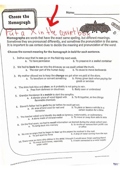 Homographs Activity Live Worksheets