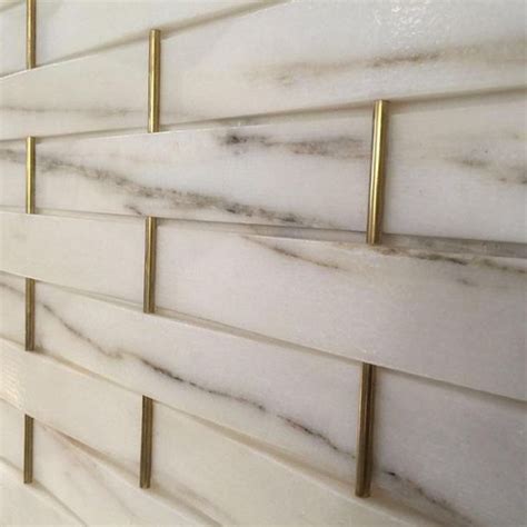 Marble And Brass Tile Darci Hether Unique Products Design Marble Wall Tiles Gold Tile