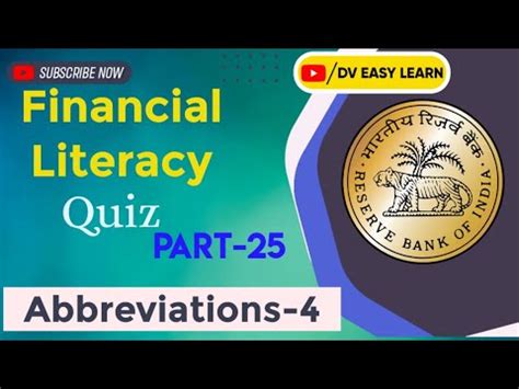 Financial Literacy Quiz Part Abbreviations Model Questions