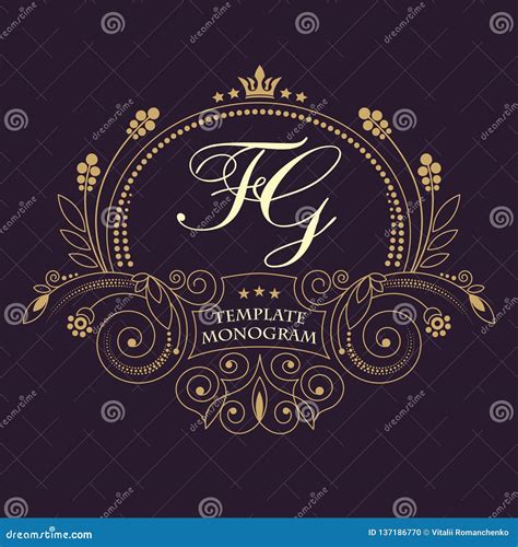 Flourishes Calligraphic Wedding Monogram Emblem Template Luxury Elegant Frame Ornament Line