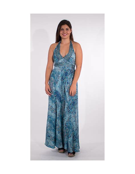 Vestido Largo Poliester Espalda Desnuda Sari Estampado Aladin