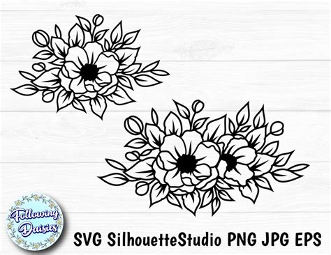 Floral Bouquets Svg Flowers Flower Cut File Floral Ornaments Paper