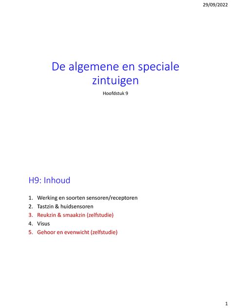 Zintuigen Lesnotities De Algemene En Speciale