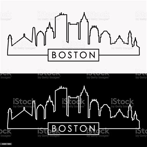 Boston Skyline Linear Style Editable Vector File Stock Illustration ...