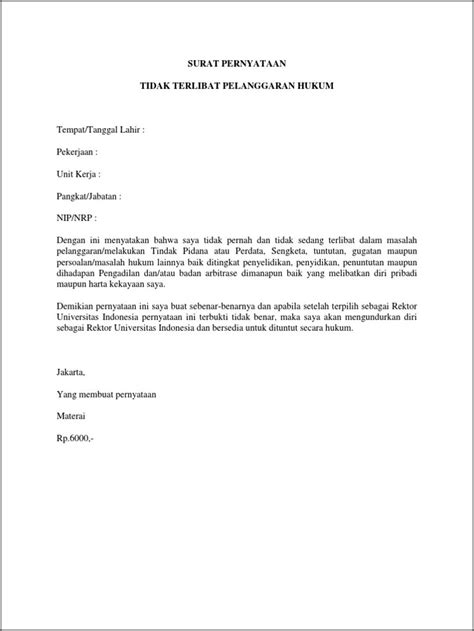 Contoh Surat Keterangan Tidak Tersandung Kasus Pidana Surat