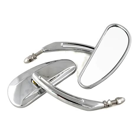 Bjmoto Universal Motorcycle Mirror Chrome Motorcycle Oval Mirror