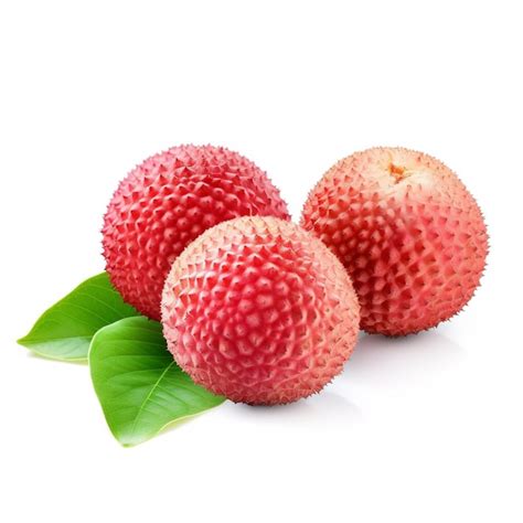 Fresh Red Lychee Pair Isolated On White Background Premium Ai