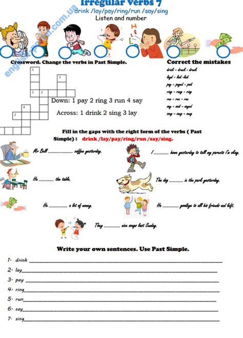 Regular And Irregular Verbs Exercises For Grade 5 Printable Templates