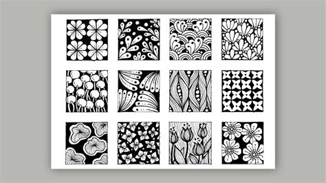 12 Easy Zentangle Patterns Zentangle Art For Beginner YouTube