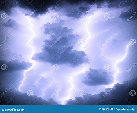 Lightning in the clouds. stock illustration. Illustration of cumulus - 278507584