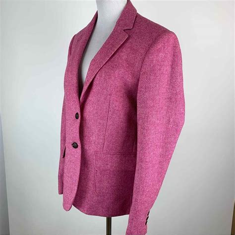 Dobell Moon Pink Herringbone Wool Tweed Blazer Uk 18  Gem