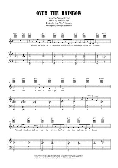 Over The Rainbow From The Wizard Of Oz Arr Doug Oberhamer Sheet