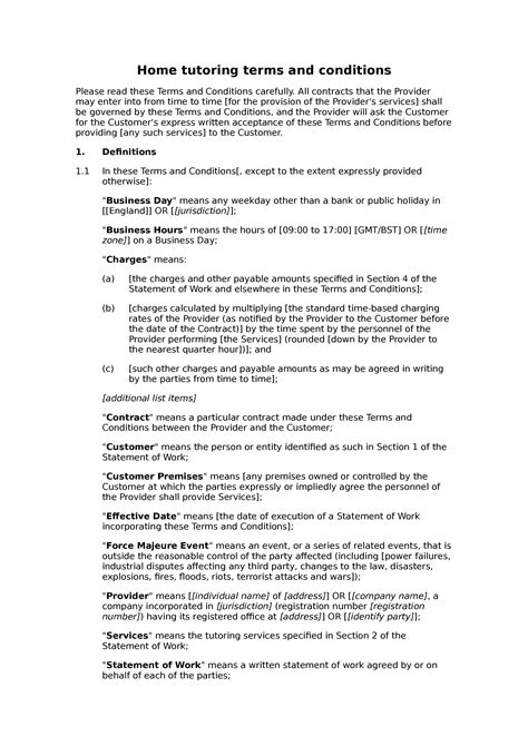 Home Tutoring Terms And Conditions Docular