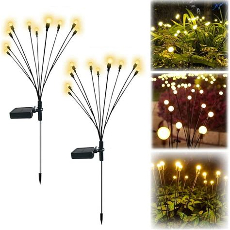 2 Packs Starburst Swaying Solar Lights10 Led Light Bulbsdecorative Solar Garden Lightsoutdoor