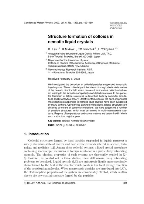 Pdf Structure Formation Of Colloids In Nematic Liquid Crystals