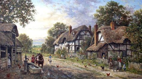 Thatched Cottages Village By J L Chapman Thatched Cottage