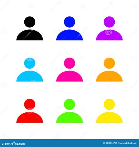 Person Unisex Icon Colorful Isolated On White Human Avatar Symbol Set People Sign Icon For