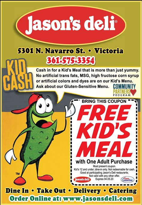 Kids Eat For Free At Jasons Deli In Victoria With This Coupon