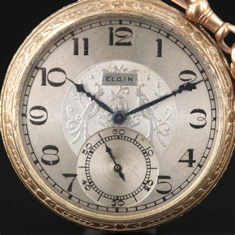 elgin gold filled pocket    fob chain ebth