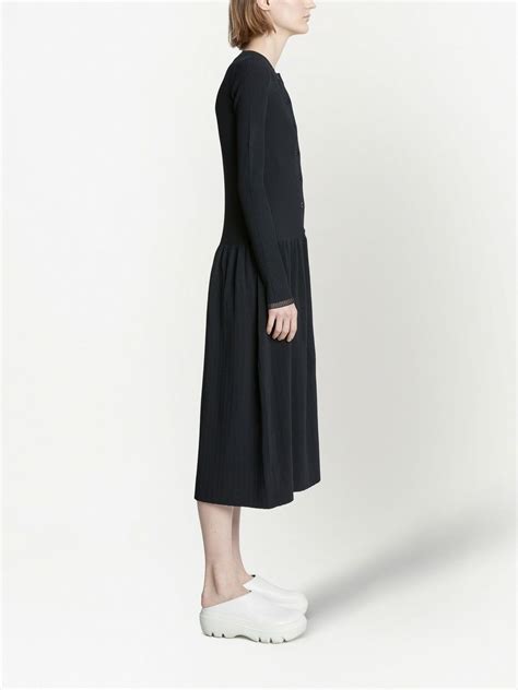 Proenza Schouler White Label Ribbed Knit Button Front Dress Black