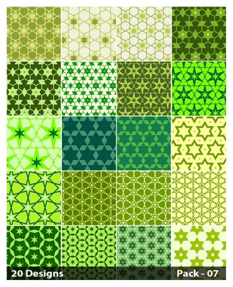 Free 20 Green Star Pattern Vector Pack 07