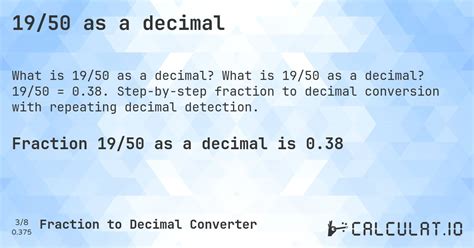 Escreva 19/50 Como Decimal - 19/50 as a decimal - Calculatio