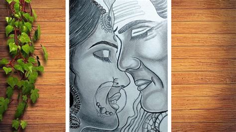 How To Draw Shiv Parvati Pencil Sketch Simple Drawing Mahadev And