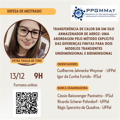 Programa De P S Gradua O Em Modelagem Matem Tica Convite Para Defesa