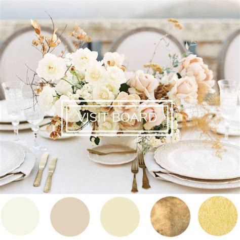 Exquisite Champagne Cream Taupe And Gold Wedding Color Palette Board