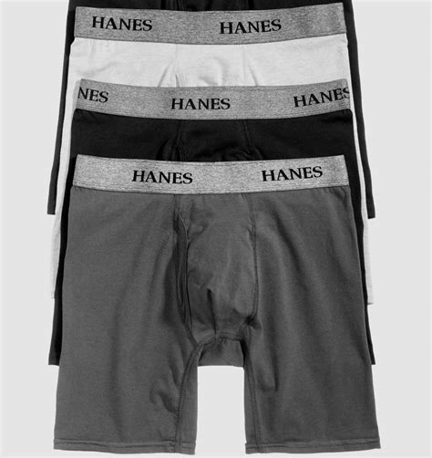 29 Hanes Underwear Men Black Gray Cotton Stretch Boxer Briefs 3 Pack