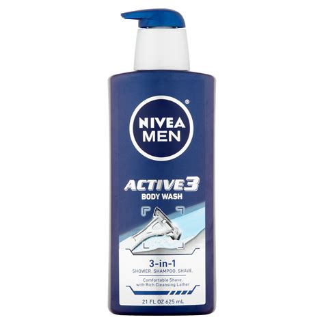 Nivea Men Active 3 Body Wash 3 In 1 Shower Shampoo Shave 21 Fl Oz