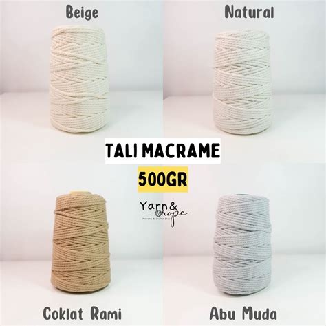 Jual Tali Katun Tali Macrame Twist Gr Natural Beige Warna Shopee