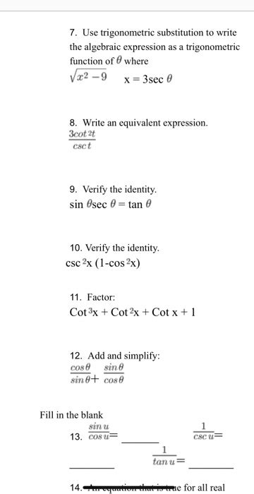 Solved Use Trigonometric Substitution To Write The Chegg