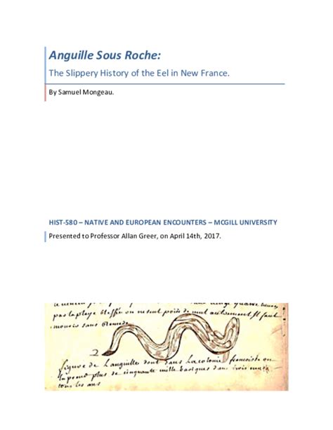 (PDF) Anguille Sous Roche: The Slippery History of the Eel in New ...